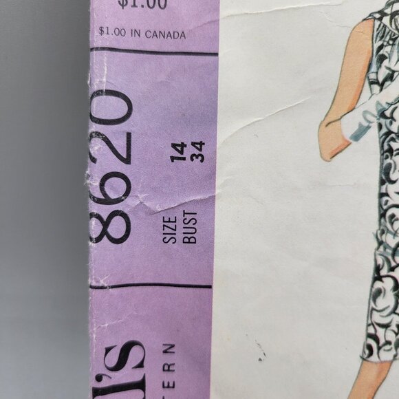 McCalls 1966 Misses Sleeveless Dress Sewing Pattern 8620 Size 14 - Picture 2 of 6